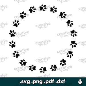 Pawprint Circle SVG, Paw Circle Clipart ( .svg .png .dxf .pdf) | Directe digitale download