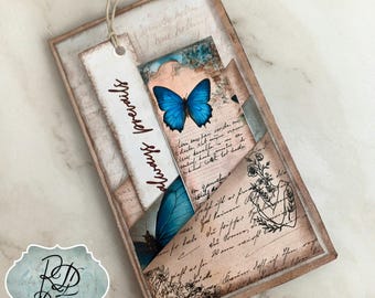 Mini junk journal digital kit butterfly Ephemera Kit mini Folio Ephemera butterfly lover journal kit vintage tag and pocket Digital Download