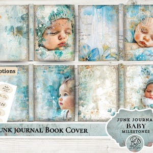 Pretty baby milestone junk journal book Cover junk journal Spine Junk Journal Book Spine Cover vintage Victorian junk journal cover