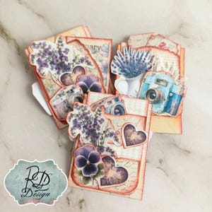 Shabby Chic Watercolor Ephemera Hidden Paperclip Bookmark lavender pocket Ephemera camera hidden paperclip Digital download, RDL