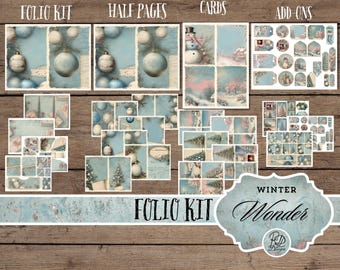 christmas junk journal folio kits Christmas folio kit Junk Journal Christmas Mini Project Junk Journal Folio Paper Craft Folio Kit Printable