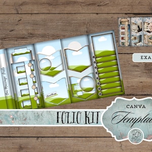 Junk Journal Waterfall Folio Canva template frames Printable Kit Mini Project Junk Journaling Folio Downloadable Folio Craft Kit