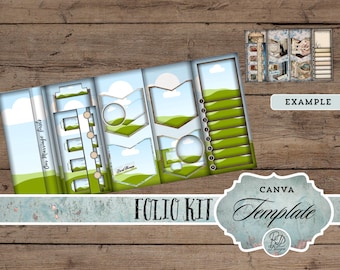 Junk Journal Wasserfall Folio Canva Vorlage Rahmen Printable Kit Mini Projekt Junk Journaling Folio Herunterladbare Folio Craft Kit Canva Rahmen