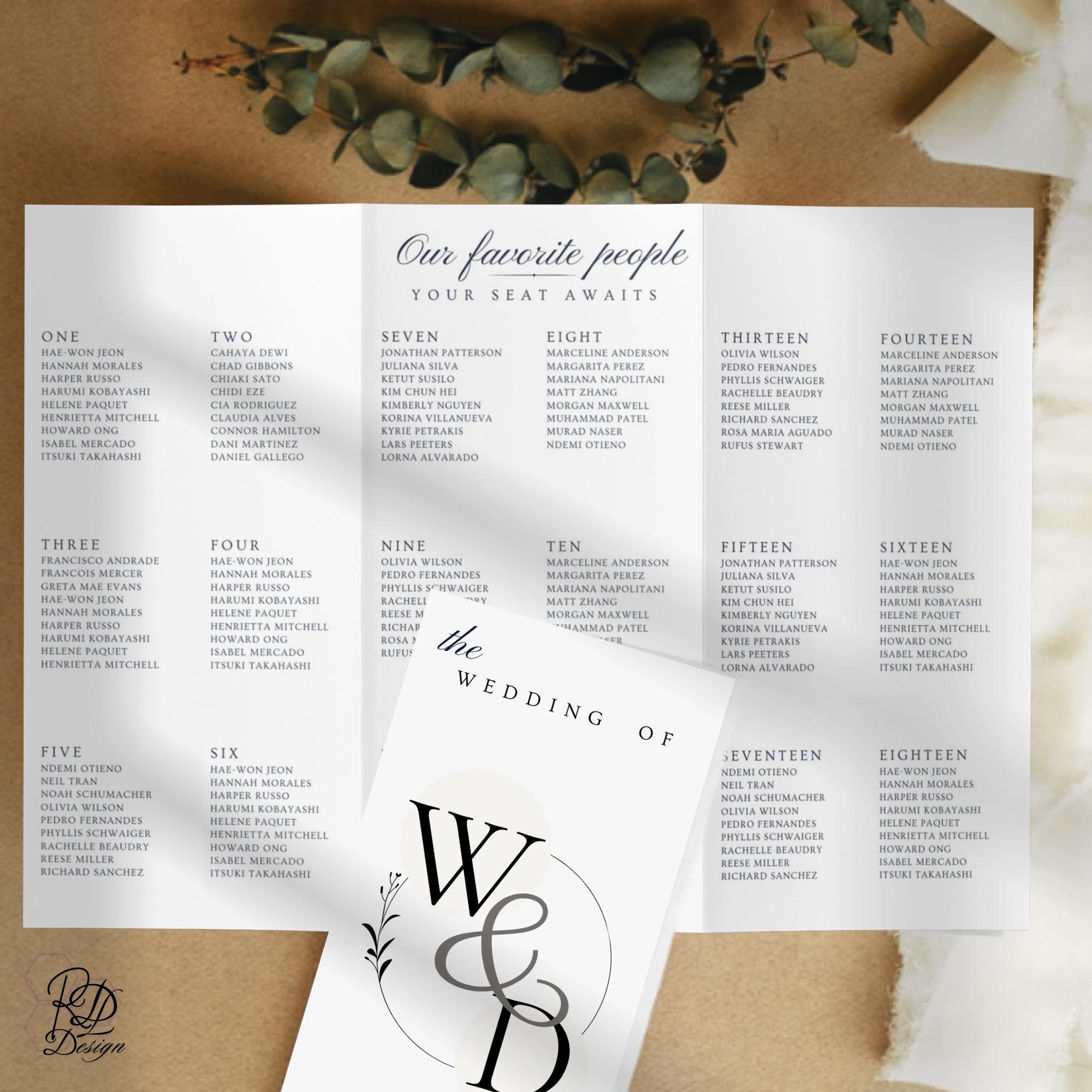Elegant Wedding Seating Chart in Program for Seamless Event Flow