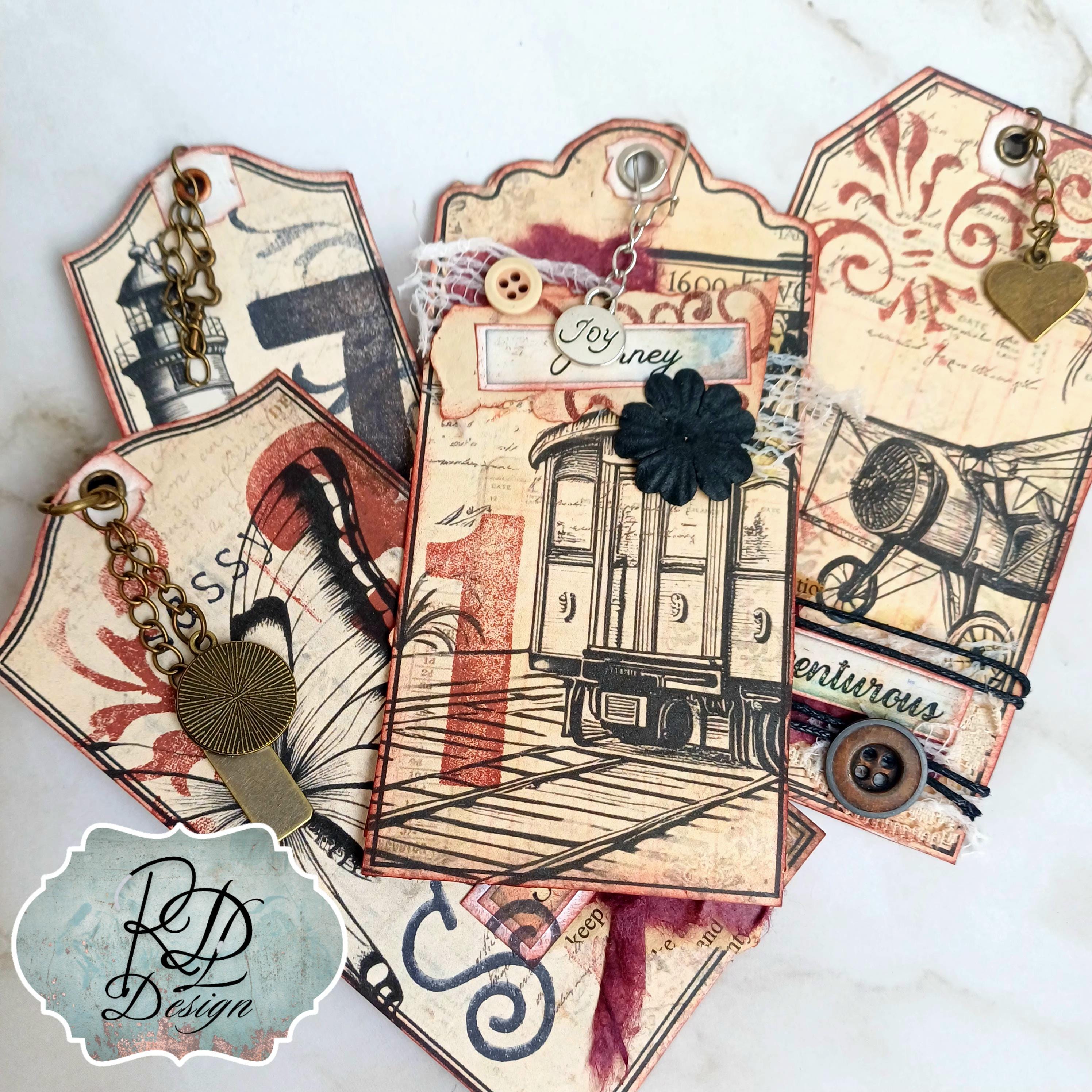 Vintage Tags Junk Journal Ephemera Printable Tags Neutral Kit Digital ...