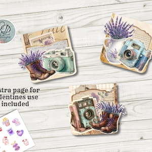 Watercolor Hidden clips Lavender Pocket Hidden Paperclip purple junk journal photography hidden clips  watercolor Vintage Kit Printable