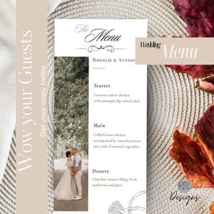 Bruiloftsmenu met leuk weetje Decor activiteitenmenusjabloon, spelblad, modern script bruiloftsdinermenu, afdrukbaar, digitale download