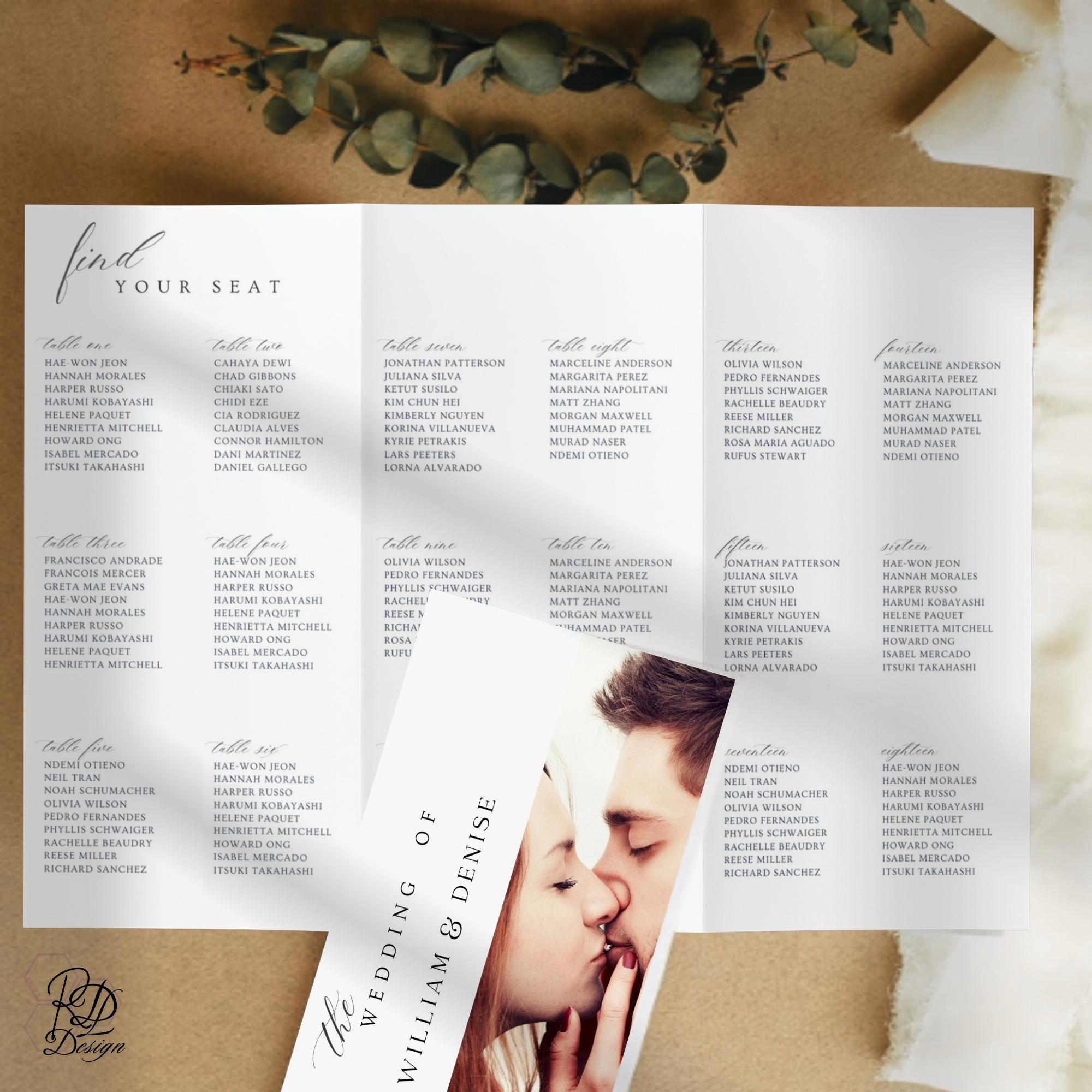 Trifold Wedding Program Template Seating Chart, Wedding Seating Chart ...