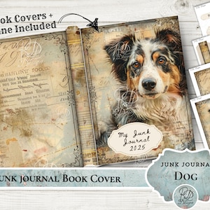 Pretty Dog junk journal book Cover junk journal Spine Junk Journal Book Spine Cover vintage Victorian dog journal dog lover download
