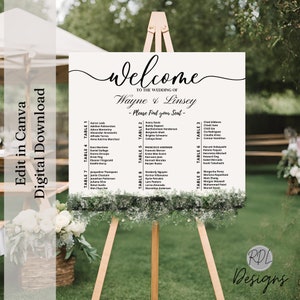 Modern Seating Chart Template Minimalist Editable Instant Download Seating Plan Templet Digital Download Wedding Seating Charts Modern