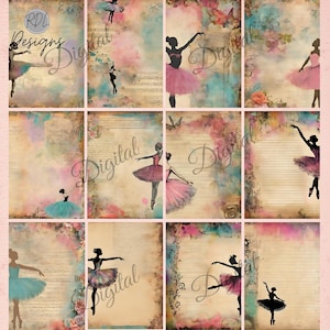 Ballerina Theme Junk Journal Paper Ballet Journal Paper Ballerinas Junk Journal Pages Dancing Ballerina Girl downloads