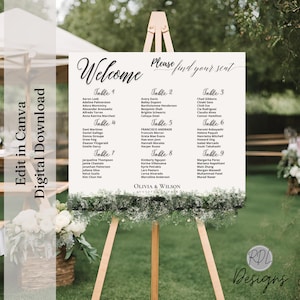 Wedding Seating Chart Template Printable Table Arrangement Sign DIY Wedding Seating Sign Minimal Elegance Modern Wedding Instant Download