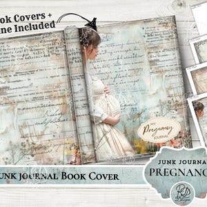 Pretty pregnancy junk journal book Cover junk journal Spine Junk Journal Book Spine Cover vintage Victorian junk journal book cover pregnanc