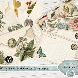 Vintage botanische enveloppen junk dagboek envelop botanische vintage kunst junk dagboek afdrukbare kit vintage ephemera envelop kaarten dagboek