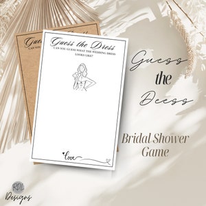 Wedding shower game Guess The Dress game guess dress Wedding Shower printed cards Bridal Shower Games bridal shower gift draw the dress