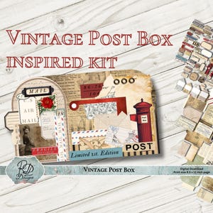Kit de diario con sobres, etiquetas y material efímero para buzón de correo vintage, cartas, correo basura, álbum de fotos, idea de regalo, RDL