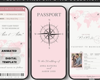 Blush Pink Destination Wedding evite Travel Themed Wedding Invitation Set Adventure Wedding evite Wedding Abroad evite digital download