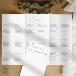 Trifold Wedding Program Template Seating Chart, Wedding Seating Chart Program Template & Timeline Modern Minimalist Wedding Program download