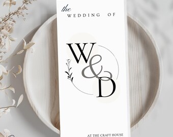 Trifold Wedding Program Template Seating Chart, Wedding Seating Chart Program Template & Timeline Modern Minimalist Wedding Program download