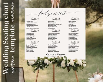 Minimalist Seating chart Modern Wedding Seating Chart Alphabetical Seating Chart Our Favorite People Poster template wedding Seating Plans