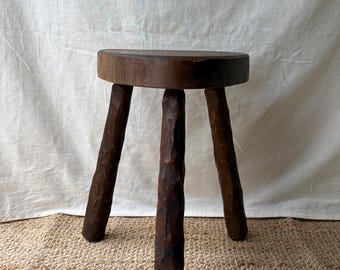 Chunky textured vintage wooden stool