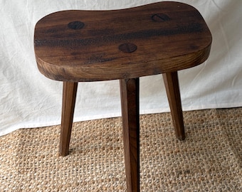 Vintage dark brown tripod stool
