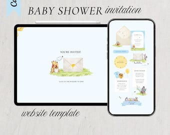 ¡Nuestra pequeña está en camino! / Invitación digital para baby shower / Plantilla editable de Canva