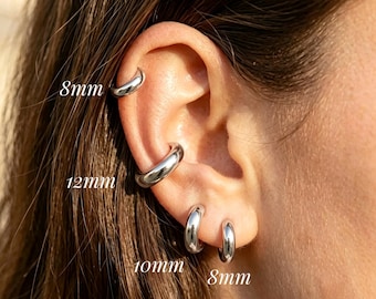18G Titanium Chunky Hoop Earrings, Conch Hoop, Cartilage Huggie Clicker • Wide Hinged Hoop • Helix Cartilage Earring, Daith piercing