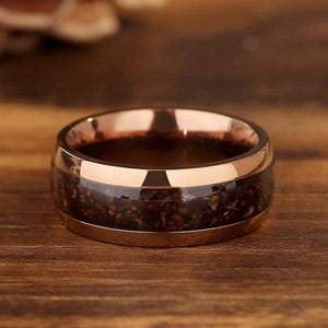 Coffee Lovers Wedding Band for Men, 8mm Wedding Ring, Promise Ring, Enagagement Anniversary Ring for Him, Coffee Connoisseurs Gift