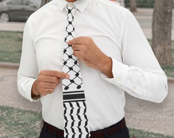 Keffiyeh Necktie, Keffiyeh Pattern Tie, Palestinian Pattern Tie, Kufiya tie