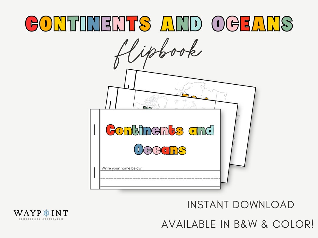 Continents and Oceans Flipbook Geography Learning Booklet Map ...