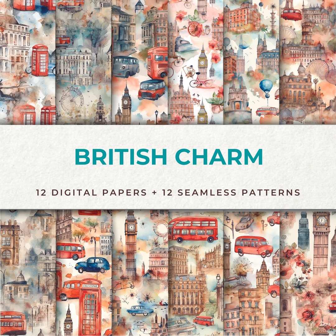 London Calling: 12 Digital Papers With Seamless Patterns of Iconic ...