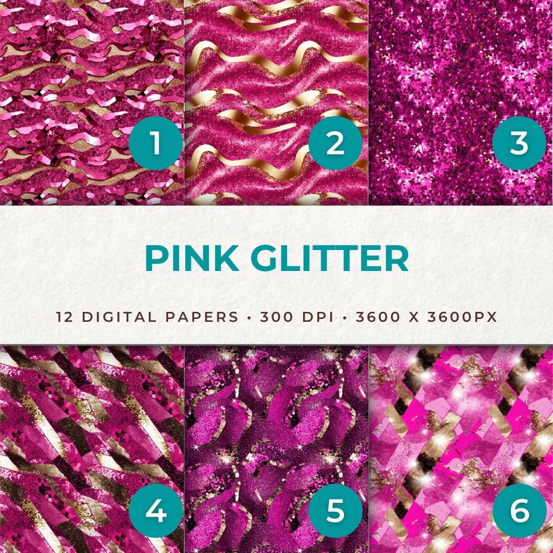 Pink Glitter Background Digital Papers - 12 Sparkling Seamless Patterns ...
