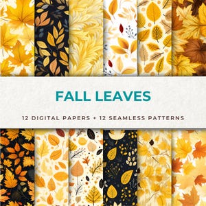 Fall Leaves Seamless Digital Papers - Autumn Patterns for Crafts and Design | Printable Scrapbook Paper