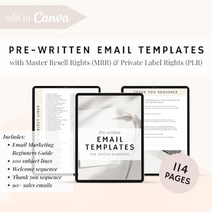 Email Marketing Templates MRR & PLR, Welcome email templates, Email sequence, Email blast template, Prewritten Emails, Email campaign