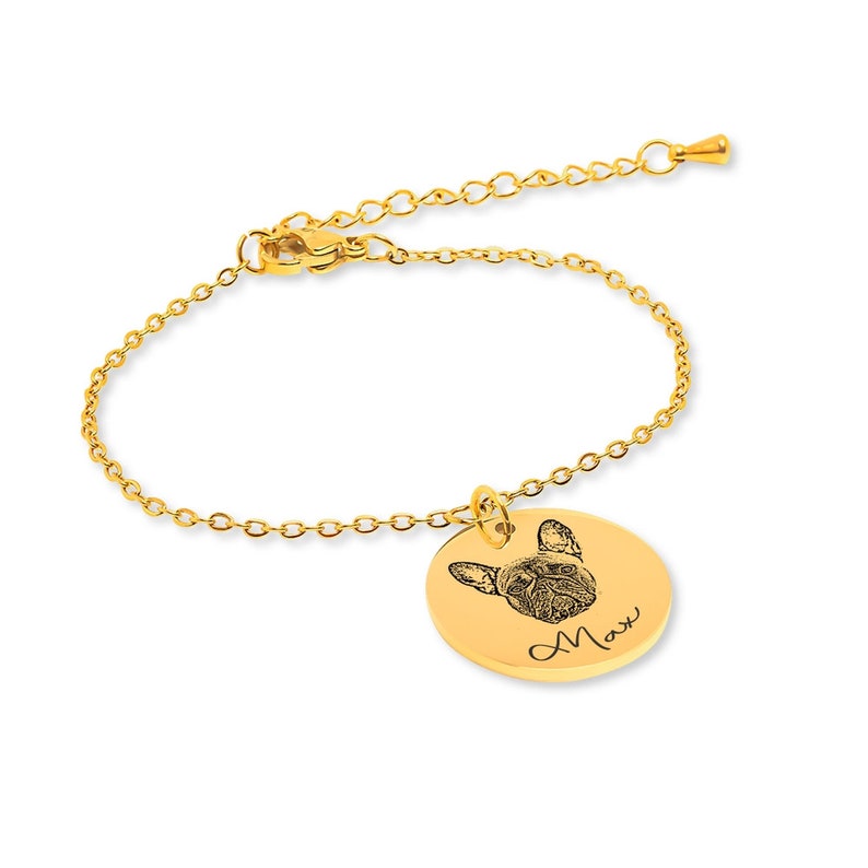 Bracelet personnalisé avec photo d'animal de compagnie Bijoux commémoratifs personnalisés pour animal de compagnie avec nom et message gravés Cadeau unique pour les amoureux des chiens, des chats et des propriétaires d'animaux de compagnie image 3