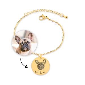 Bracelet personnalisé avec photo d'animal de compagnie Bijoux commémoratifs personnalisés pour animal de compagnie avec nom et message gravés Cadeau unique pour les amoureux des chiens, des chats et des propriétaires d'animaux de compagnie image 1