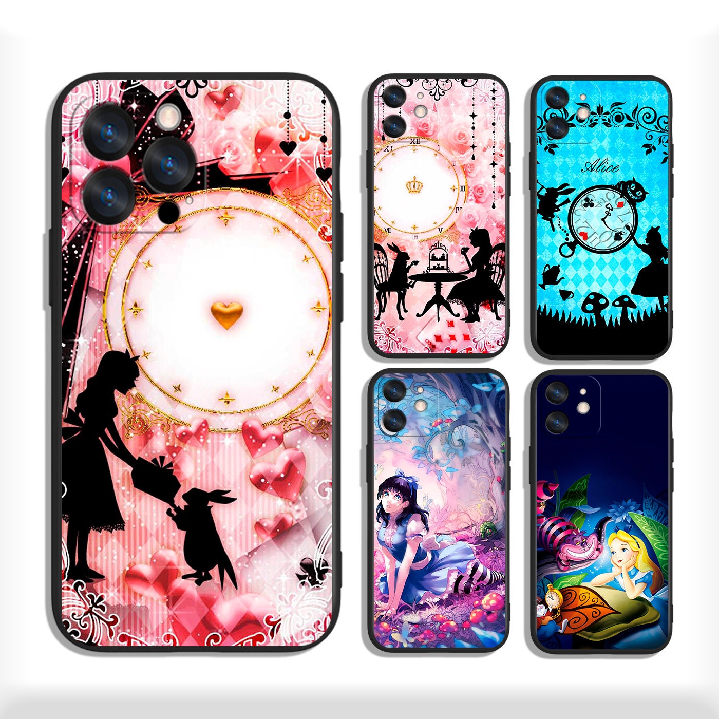 Fundas de Alicia en el país de las maravillas para iPhone 13, 14, 15, 16 Plus, Pro Max y Samsung S25, S24, S23, A56, A36, A26, A55, A35, A25, A15, A54, A34, 4G y 5G