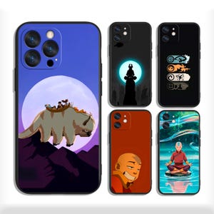 May include: A collection of phone cases featuring designs inspired by the animated series Avatar: The Last Airbender. The cases showcase characters and scenes, including Appa, Aang, and iconic symbols, in vibrant colors against various backgrounds.