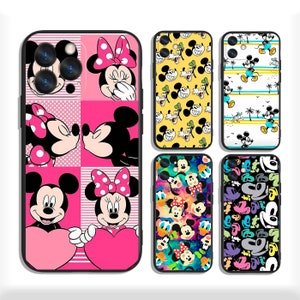 Custodie Minnie e Topolino per iPhone 13, 14, 15, 16 Plus, Pro Max e Samsung S25, S24, S23, A56, A36, A26, A55, A35, A25, A15, A54, A34 4G 5G
