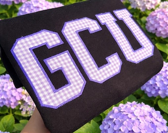 Sudadera personalizada con apliques de cuadros vichy, cuello redondo con nombre personalizado, sudadera bordada acogedora, regalo personalizado, jersey de felpa