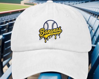 Gorra de béisbol bordada de los Savannah Bananas, gorra vintage negra lavada, regalo divertido de béisbol.