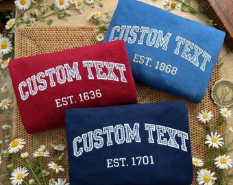 Camiseta con letras bordadas personalizadas, camiseta universitaria personalizada con retazos, camiseta universitaria con apliques de cuadros vichy, atuendo para el día del partido, regalo personalizado