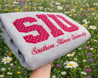 Custom Varsity Letter Sweatshirt, Polka Dot Applique Crewneck, Personalized College Style Pullover, Polka Dot Embroidery Top