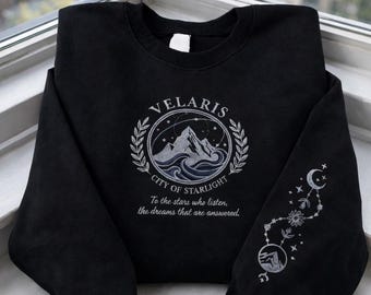 Sudadera bordada Velaris Hidden City, camisa bordada Velaris City Of Starlight, camisa The Night Court, City of Starlight, ACOTA