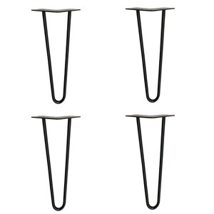 Vintage 4x Hairpin Leg, Möbelbein, schwarz 40 CM Möbelbein, Stahl, mit Montageplatte, Hairpin Legs Hairpin Table Muttertag Bild 2