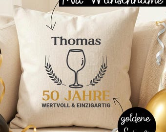 50. 60. Geburtstag Geschenk – Personalisierbares Kissen für Männer, Papa, Vater, Kollege, individuelles Geburtstagsgeschenk