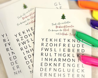 Weihnachten Rätsel Postkarten 6er Set | Lustige Weihnachtskarten | Geschenkidee & Mitgebsel zum Mitmachen