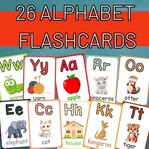 Montessori Alphabet Flash Cards: A-Z Learning, Kids Colors (Digital Download)