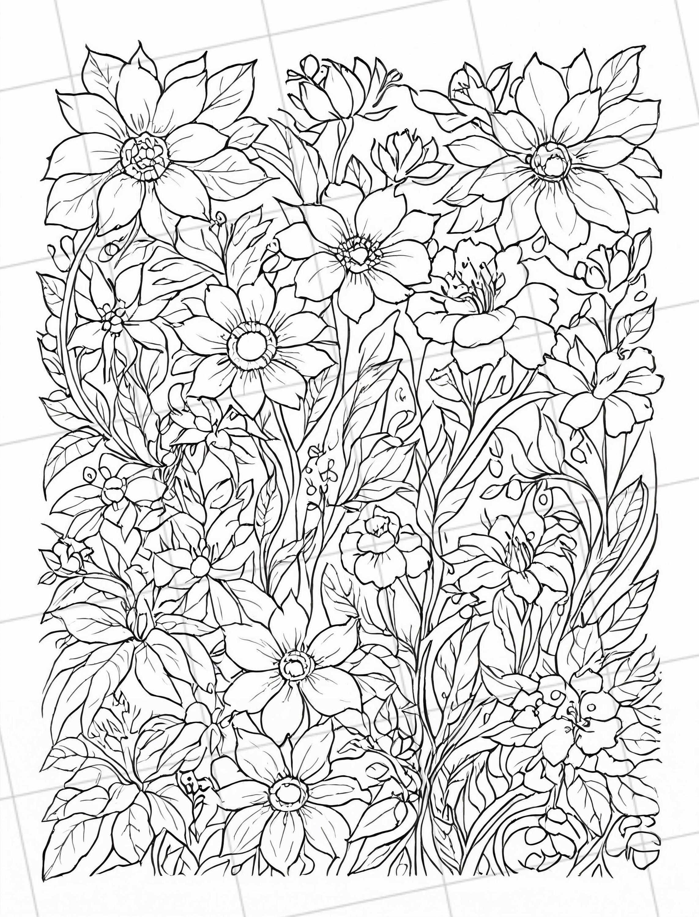 14 PAGES Adult Flower Coloring Pages Floral Design Coloring Pages - Etsy